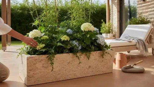 Kamenný květináč - lepený rozměr 60x25x15 cm